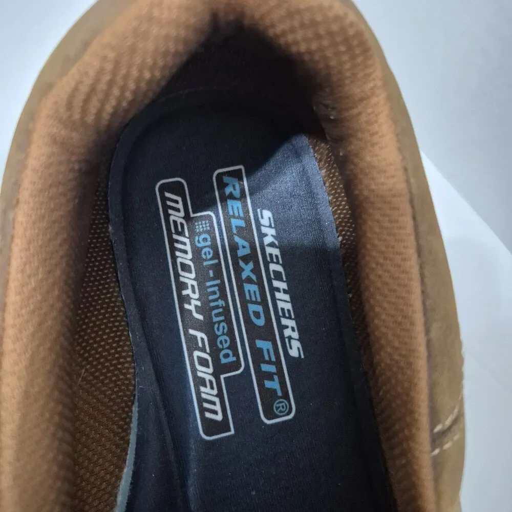 Skechers Relaxed Fit Glides Docklands 64503 Men’s Size 12 Brown Leather Loafers